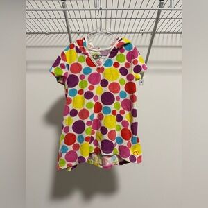 Vibrant Polka Dot Kids Hooded Coverup Size 6/6X